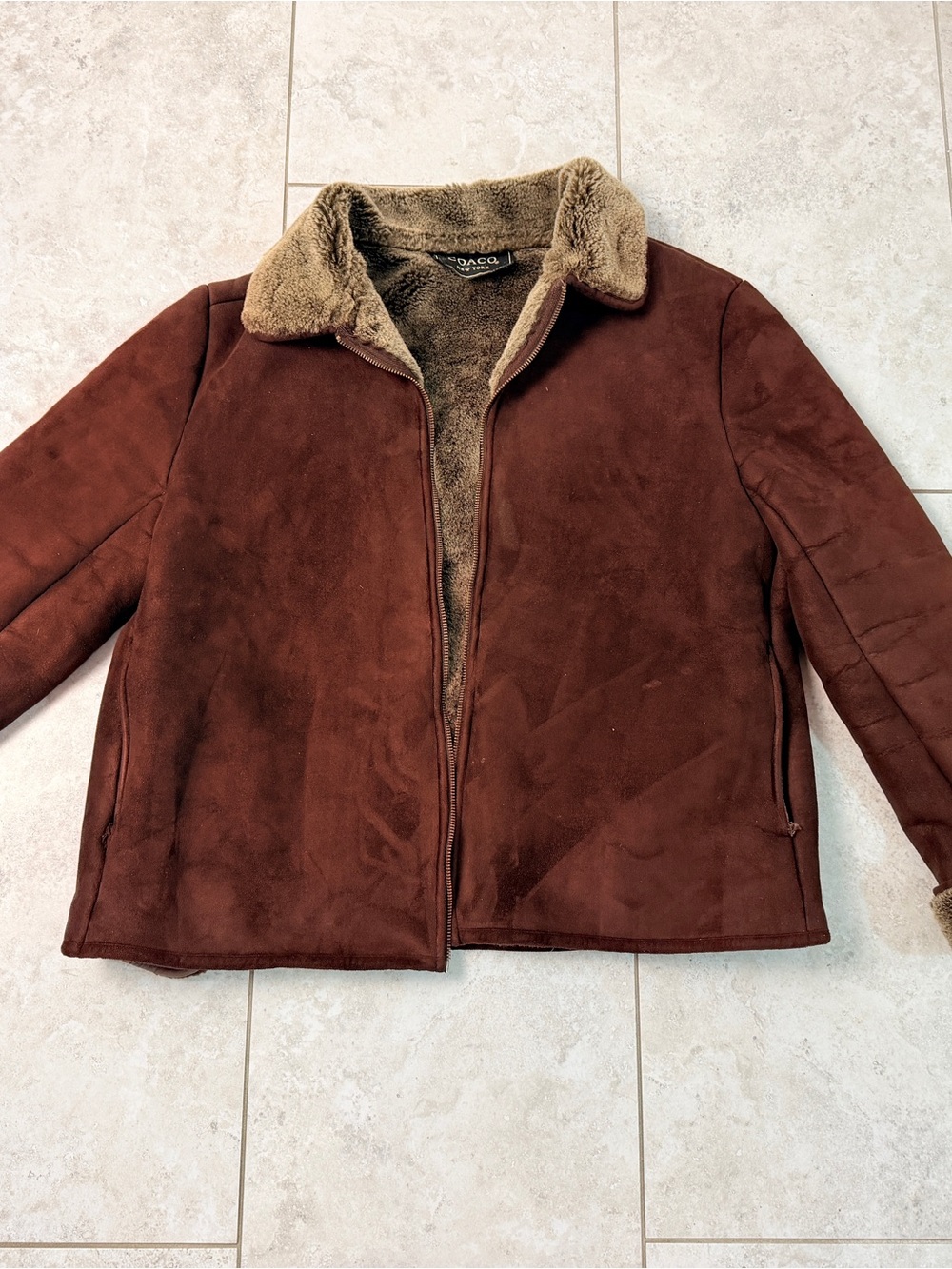 COACO New York Faux Shearling Jacket Men’s Brown Zip Up Winter Coat M Sherpa